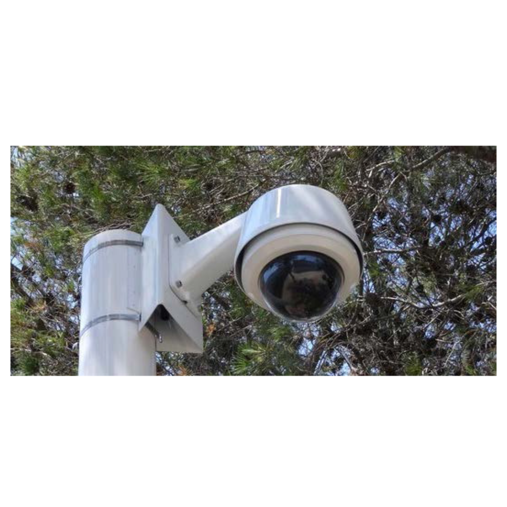 Mât 150mm vidéo 4m blanc obturé - trappe de visite - pied basculant (MAT/FV-4M-B)