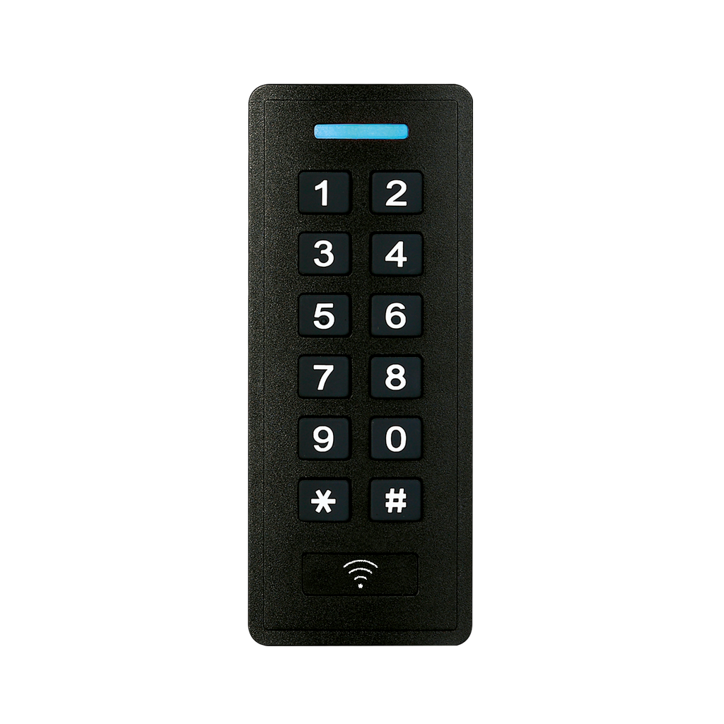 Clavier/Lecteur Etroit ABS IP66 EM125 12/24V DC 999u 1R C2 câble 2m