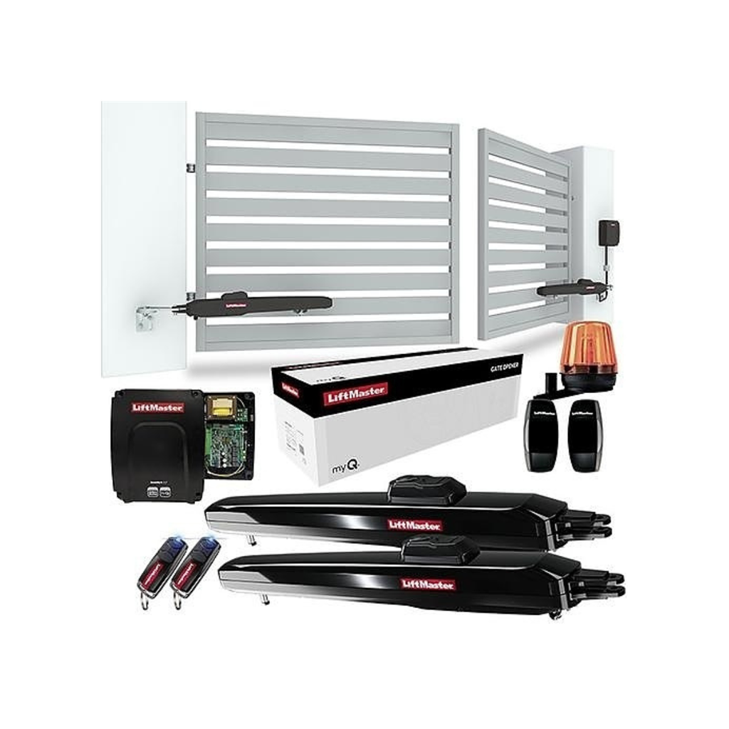 Kit 2 vérins 24V 3m/200kg+centrale+clignotant+cellules+2 emetteurs (LA300EVK-03)