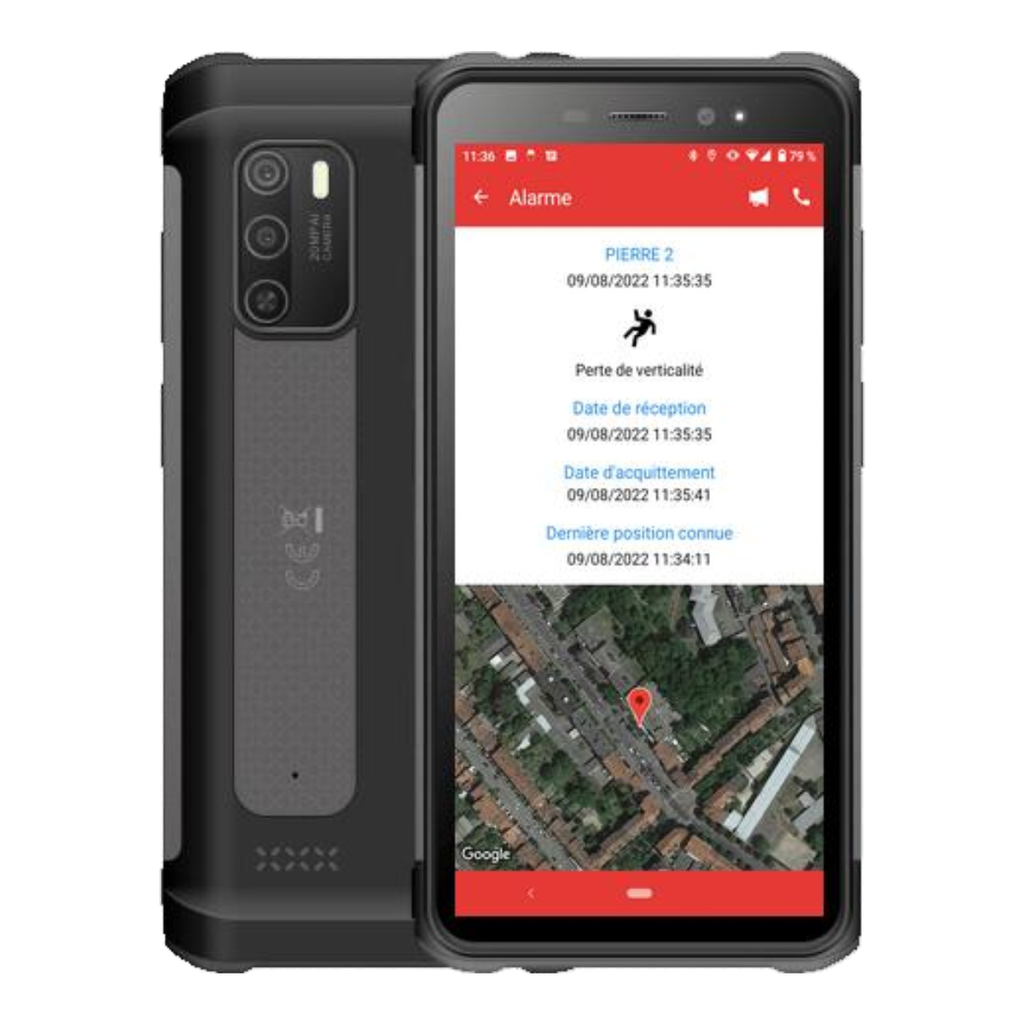 Smartphone Android durci IP68 4G + verticalité + TORCHE