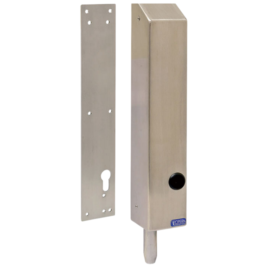 Electroverrou inox - 24Vdc - 5A - pène 20 mm - course 50mm - avec chauffage et contre plaque réf 02288 - 335 x 60 x 55mm(28800P)