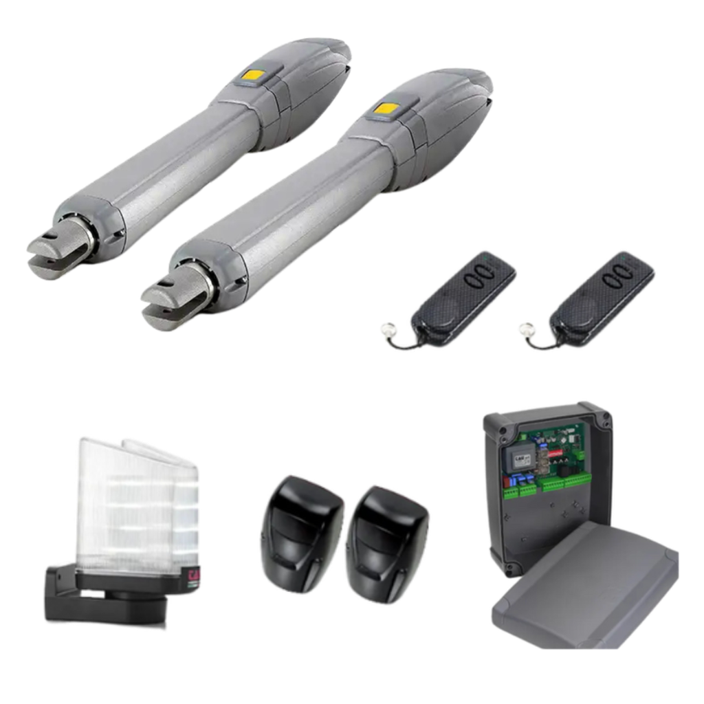 Kit 2 vérins 12V + centrale + 2émetteurs+flash + cellules - 2x4m max (KITARM3000B)