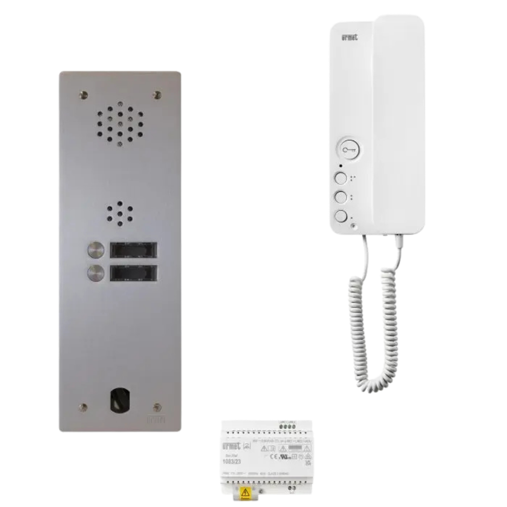 Kit Platine et poste audio, 1 rangée, 2 boutons, 2Voice programme (KA83/102)