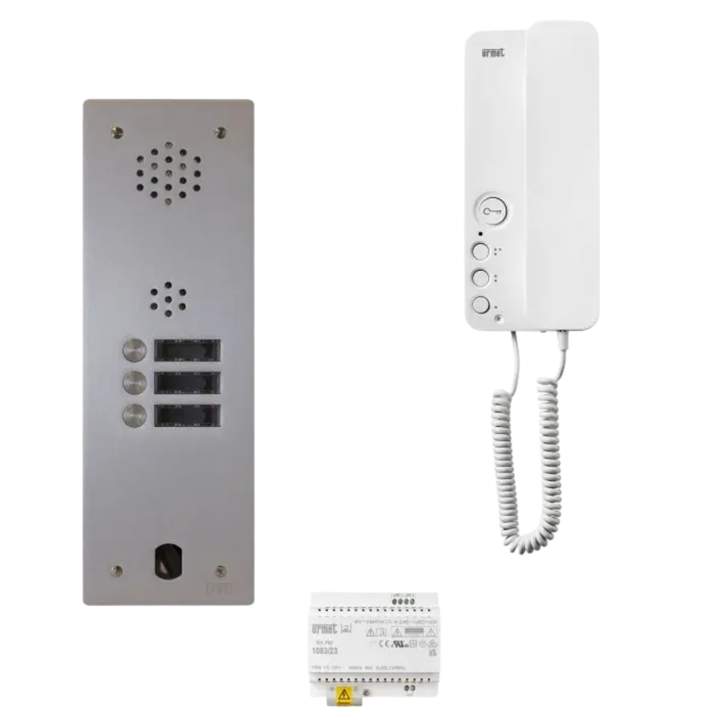 Kit platine 1 rangée 3BP-3 postes Audio-inox - à encastrer (KA83/103)