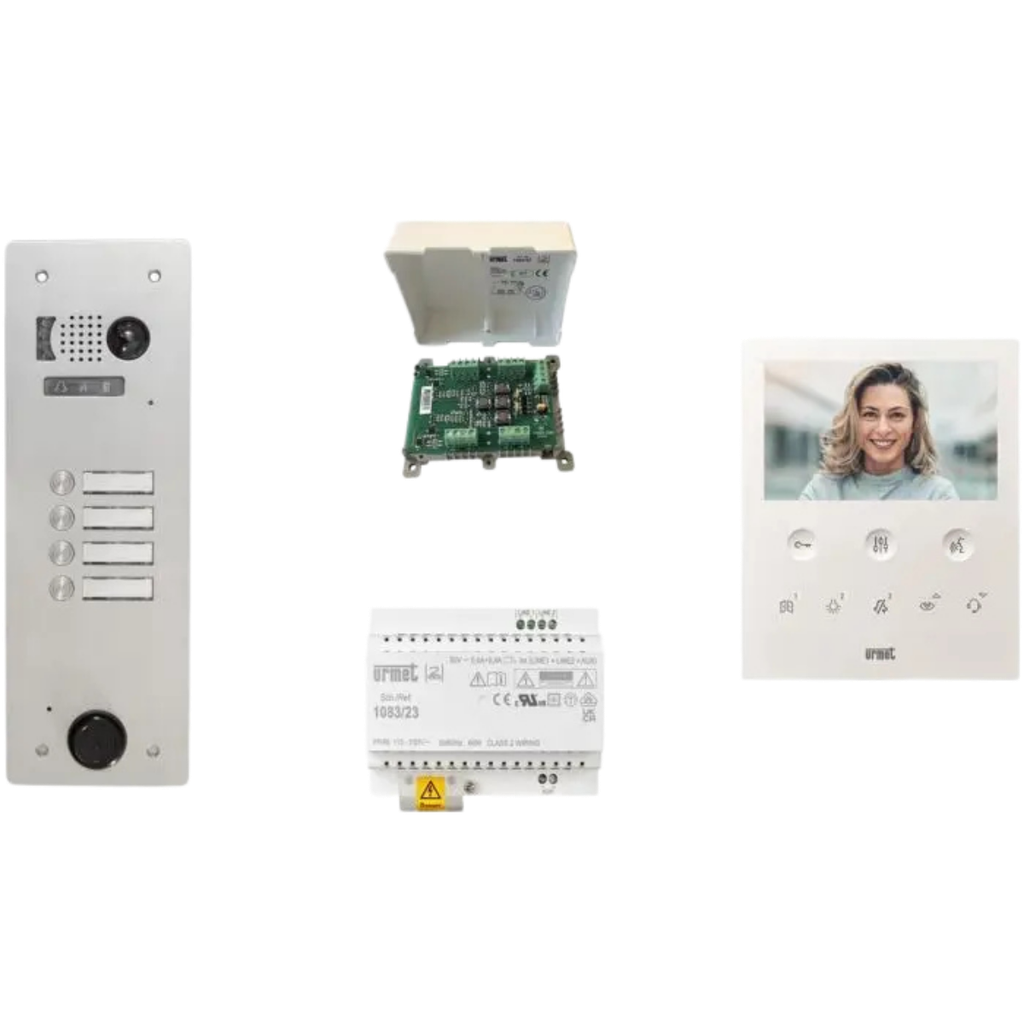 Kit Platine et poste vidéo programmés - 1 rangée - 4 boutons - 2Voice (KV83/104)