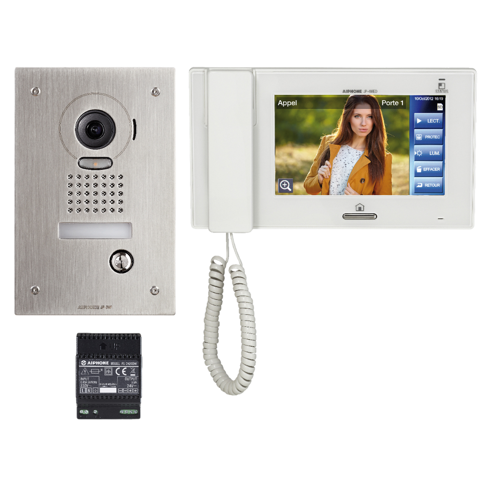 Kit vidéo couleur antivandale avec zoom&mémoire, platine encastré (JPS4AEDF)