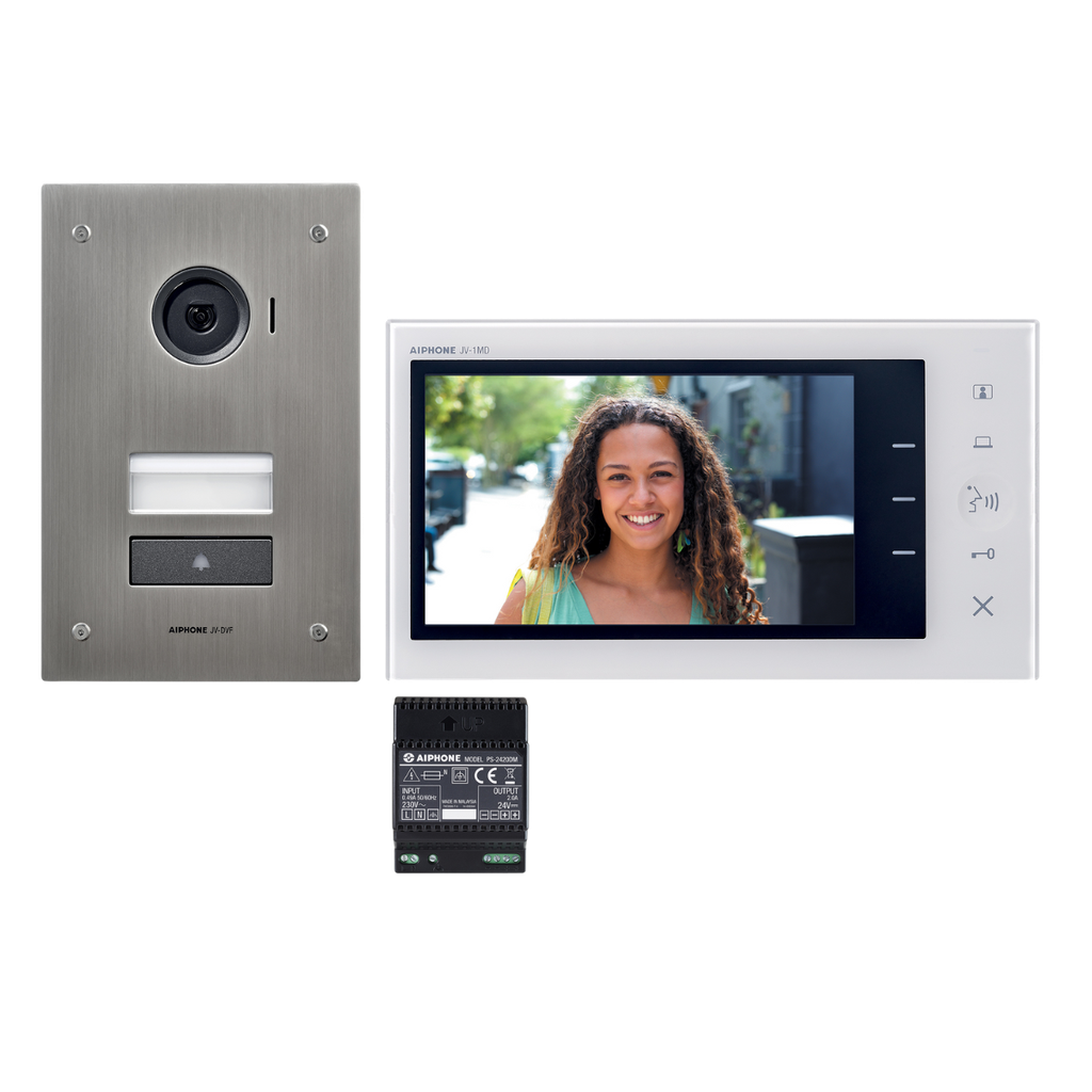 Kit vidéo 1 bouton + LCD 7" 2 fils intégral encastré-mémoire d'images (JVS1F)