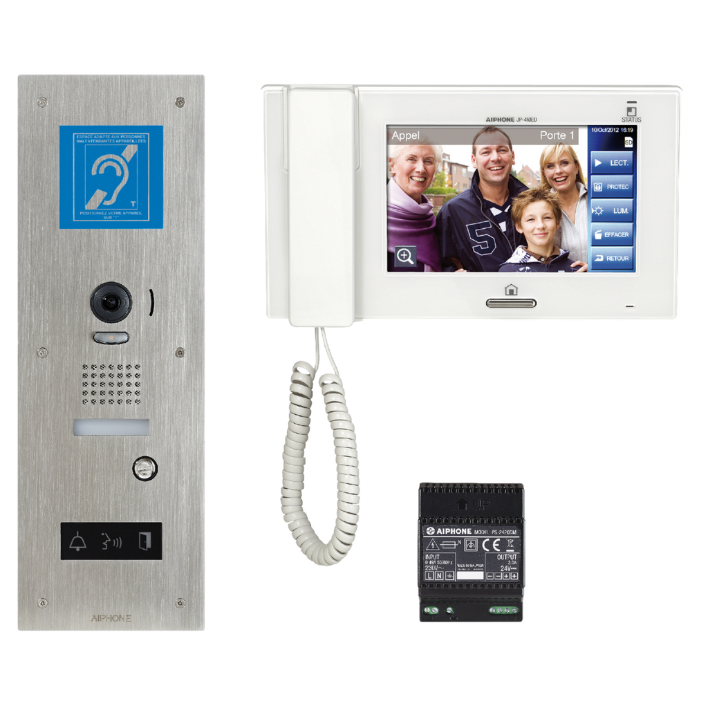 Kit vidéo accessibilité avec platine inox encastrée avec boucle magné (JPS4AEDFLBM)