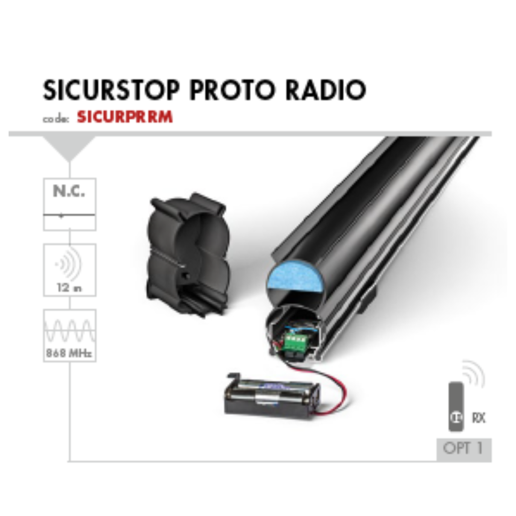 Barre palpeuse 1.6m profil 74mm radio CONFORME EN12453-12978 (SICUR160)