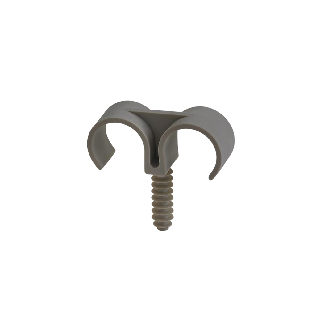 DOUBLE ACCROCHE TUBE IRO 25MM SIMPLE GRISE