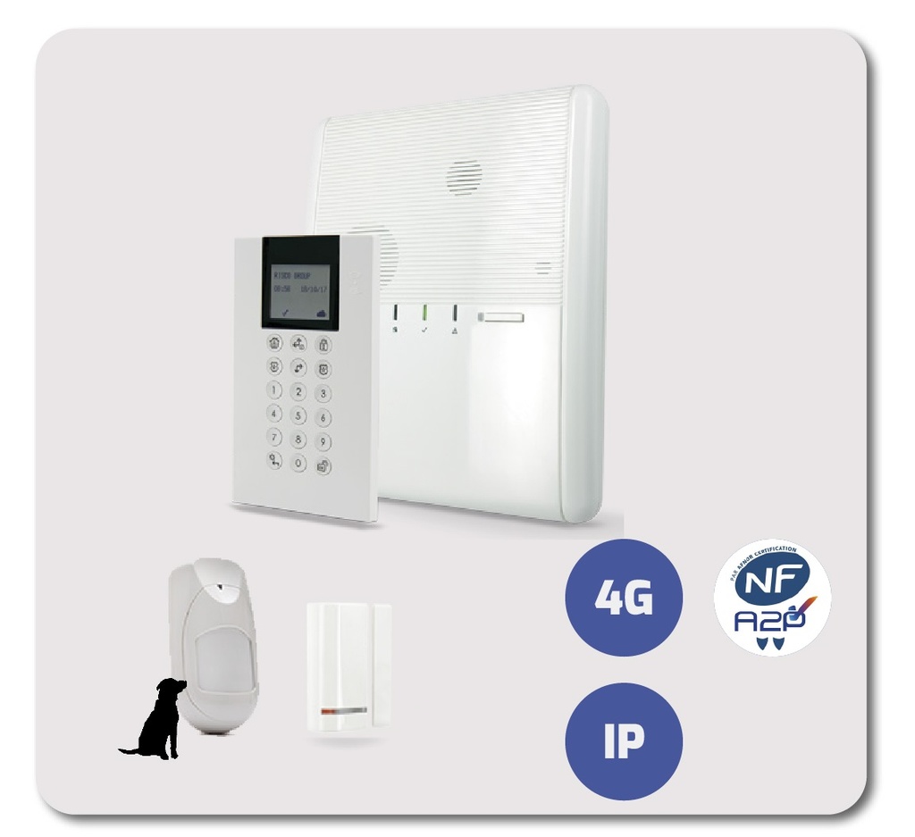 Kit AGILITY-IP4G- clavier Panda - Contact magnétique- détecteur PIR