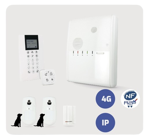 Kit AGILITY-IP4G - clavier Panda - 1 Contact magnétique- 1 PIRCAM