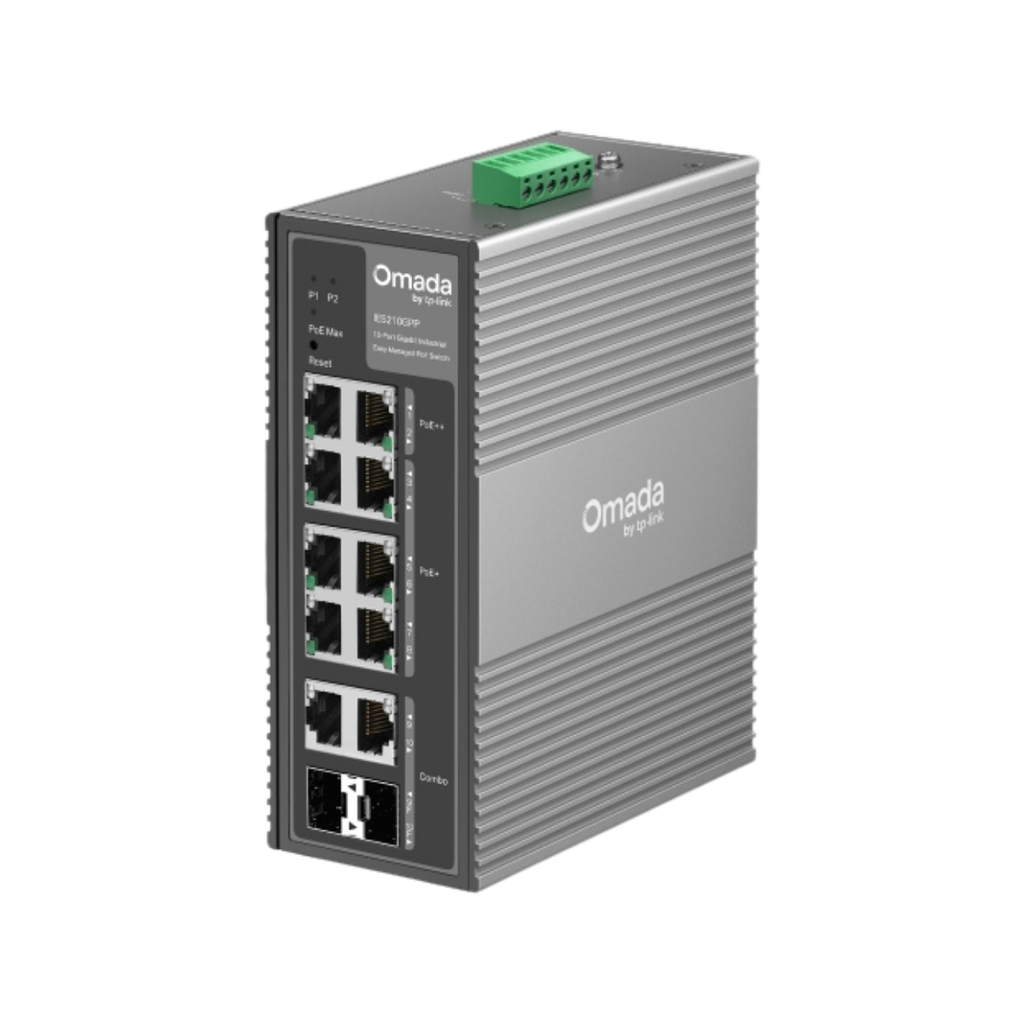 Omada 10-Port Gigabit Industrial Easy Managed Switch with 6-Port PoE+ and 2-Port PoE++
