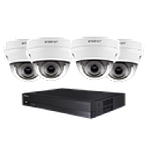 KIT IP HANWHA 4 Dômes 4 Mpxls