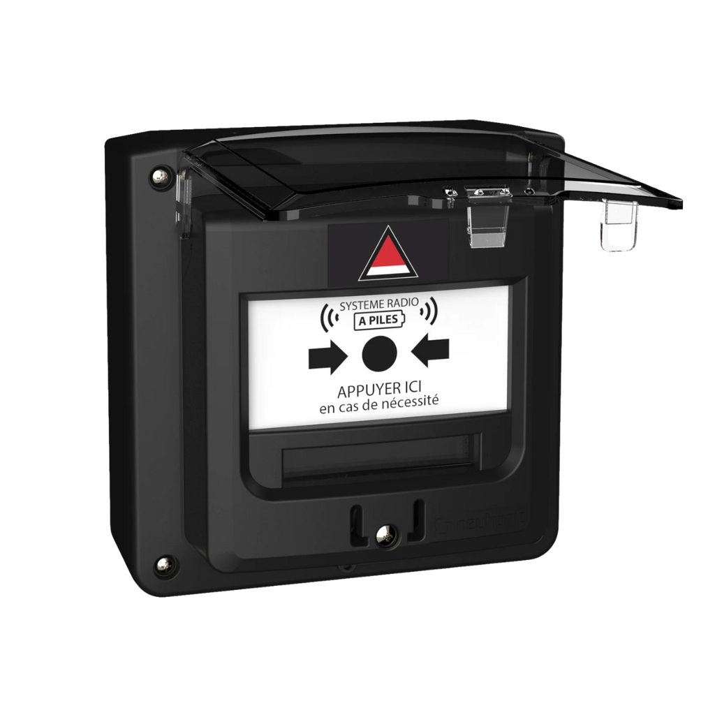 Boitier Menace (BM) noir à piles Radio Adressable Etanche + Capot  (NEU-TX5-DME)