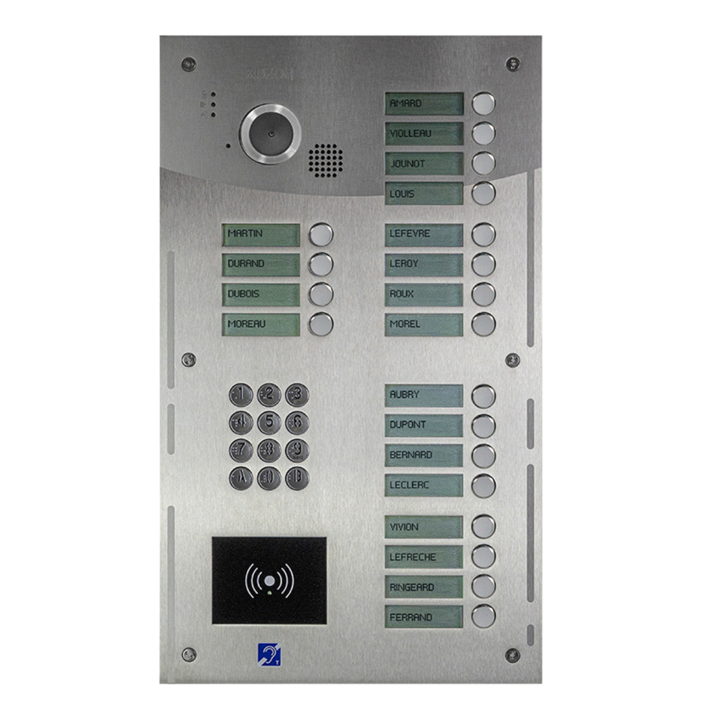 Interphone Vidéo 20 boutons avec clavier codé + lecteur de badges mains-libres 