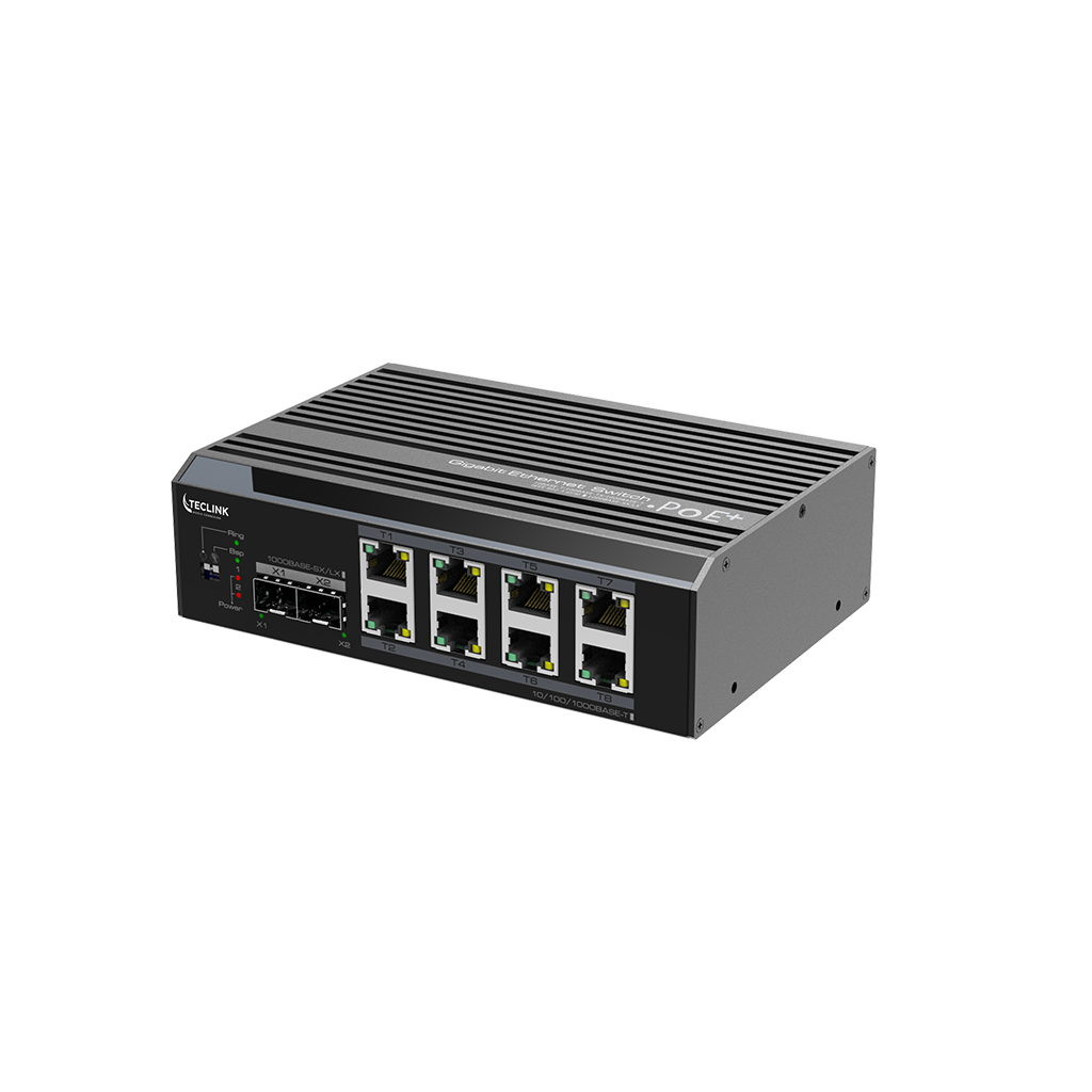 8 ports Giga Industrial PoE Switch (DC 12V-48V),without power adaptor