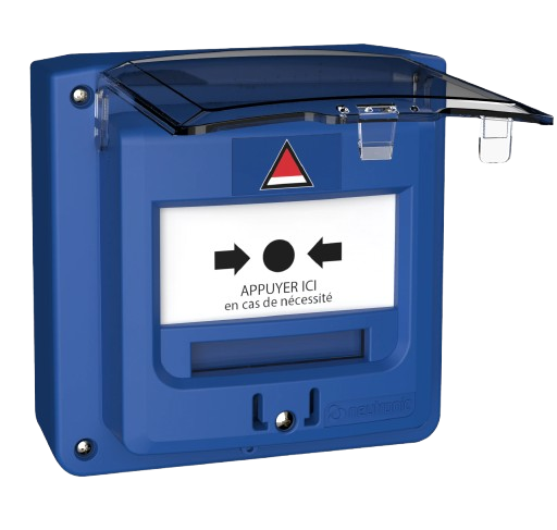 Déclencheur Manuel (DM) bleu étanche à piles Radio + Capot