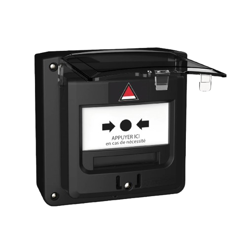 Boitier Menace (BM) noir 2 contacts étanche + Capot sans inscription