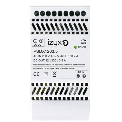 [PSDX1203.5] Alimentation 12Vdc 3,5A  RAIL DIN 3 modules (PSDX1203.5P)