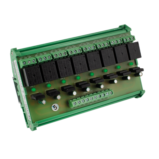 [RMDX123008] Relais RailDin 12-30V AC/DC - 8 relais/LED - Max.250VAC/10A-30VDC/10A (RMDX123008)