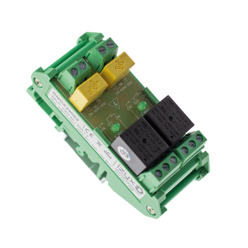 [RMDX23002] Relais rail DIN 230VAC 2 relais/LEDs - Max. 250VAC/10A - 30VDC/10A (RMDX2302)