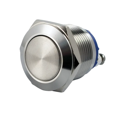 [SS19NO] Bouton poussoir, Ø 19 mm, en acier inoxydable, bornes à vis, contact NO (SS19NO)
