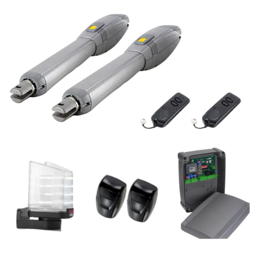 [K-KARM3000BIL2] Kit 2 vérins 12V + centrale + 2émetteurs+flash + cellules - 2x4m max (KITARM3000B)