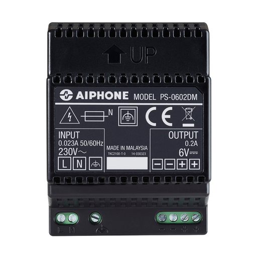 [110916] Alimentation 230VAC - 6 Vdc/0,2A - DIN 4 modules (PS00602DM)