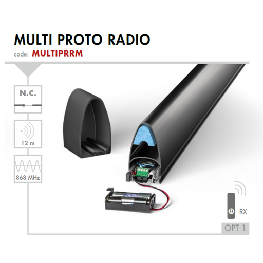[MULTIPRRM250] Barre palpeuse 2,50m profil de 80mm radio CONFORME EN12453-12978 (MULTI250)