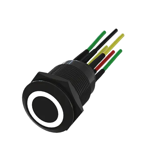 [PB19VB_6FS-N] Bouton pousoir noir 19 mm vert / blanc NO+NC