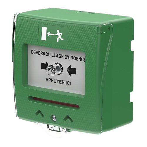 [SHOKV3FR] Déclencheur manuel vert 2 contacts + buzzer et led + capot