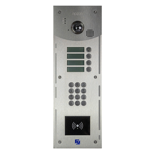 [R202-0004] Interphone Vidéo 4 boutons avec clavier codé + lecteur de badges mains-libres