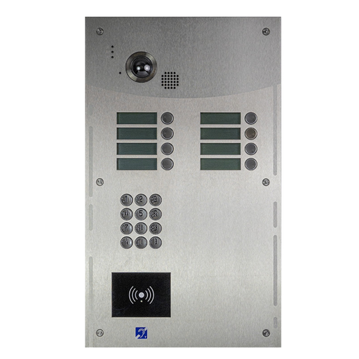 [R202-0008] Interphone Vidéo 8 boutons avec clavier codé + lecteur de badges mains-libres 