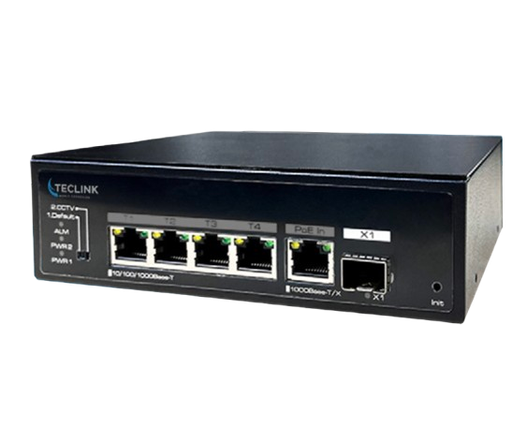 [TLSD4004-90] 4Ports Industrial PoE Switch with PD port, no power adaptor)